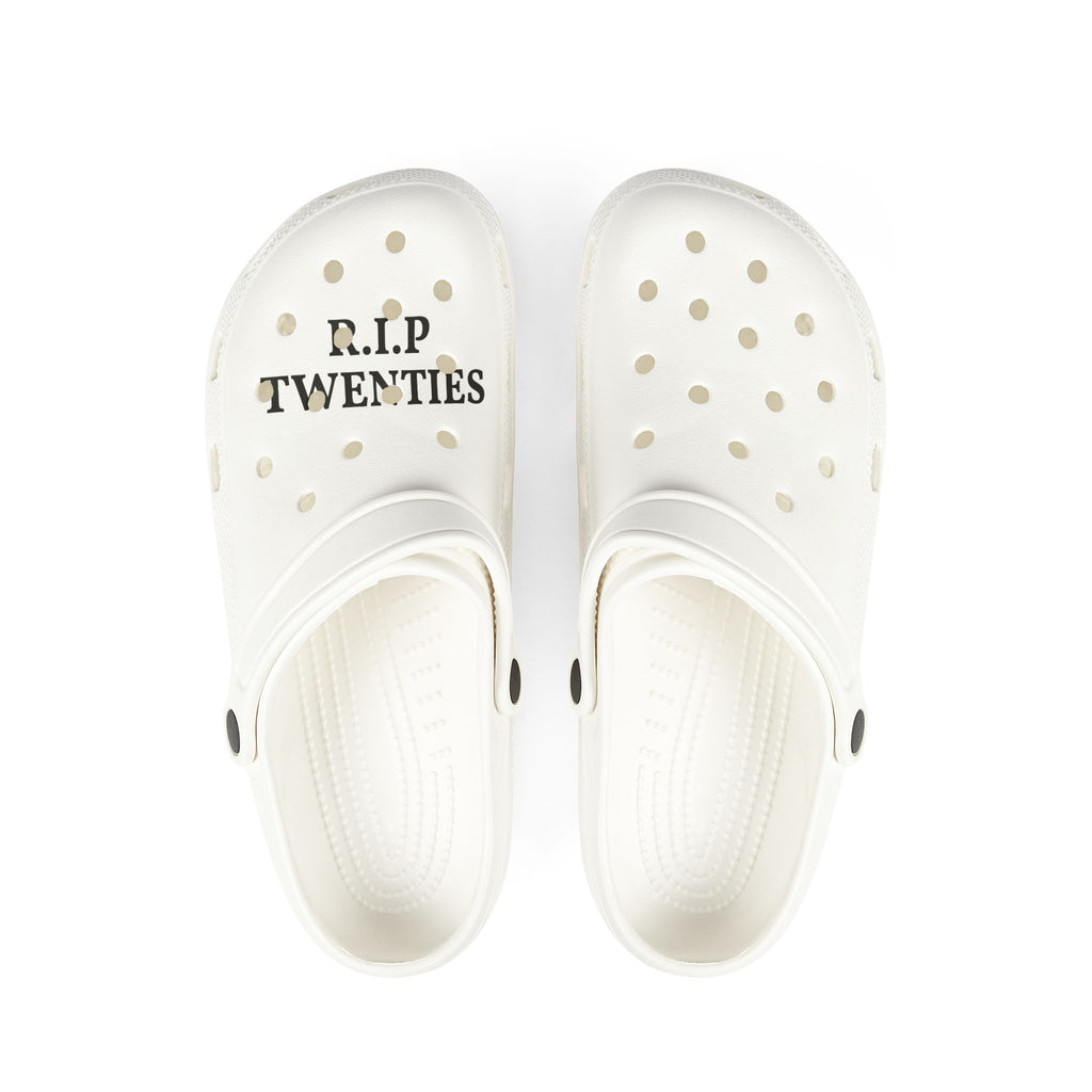 R.I.P. Twenties EVA Foam Clogs — Funny Retirement/Turning 30 Party Shoes